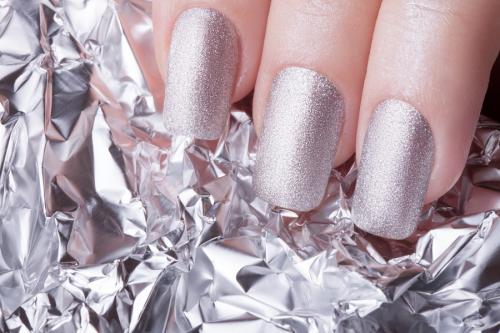 Silver nail polish.
